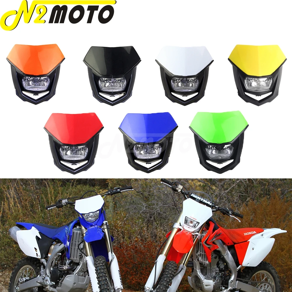 Dual Sport Motocross Enduro MX Universal Headlight Headlamp Front Lamp Mask For Yamaha WR250 YZF WR450 Honda Kawasaki KLX XR CRF