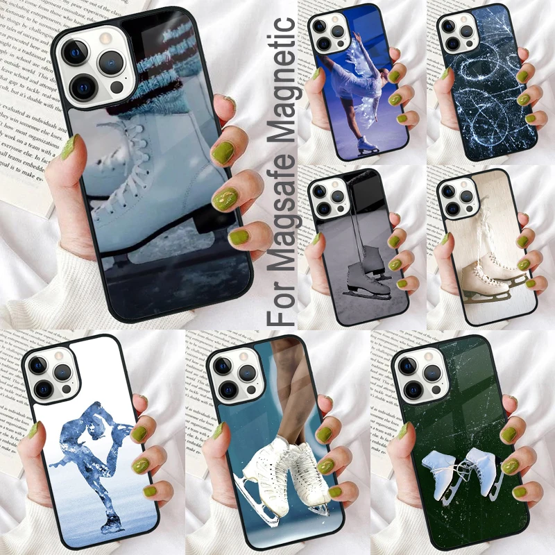 Figure Skating Dance Magnetic Soft Phone Case for iPhone 16 Promax 15 Pro 13 14 Plus 11 12 Mini MagSafe Coque