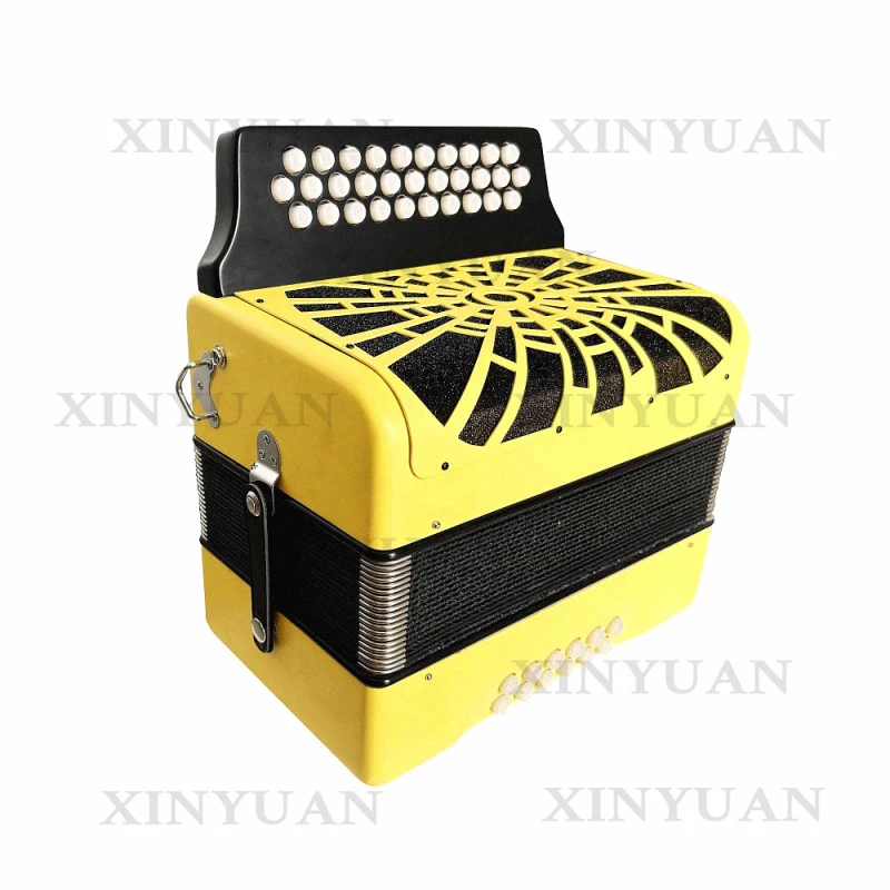 Diatonic Wood Accordion JB3112D, 31-Button 12-Bass Yellow Professional Musical Instrument Acordeon