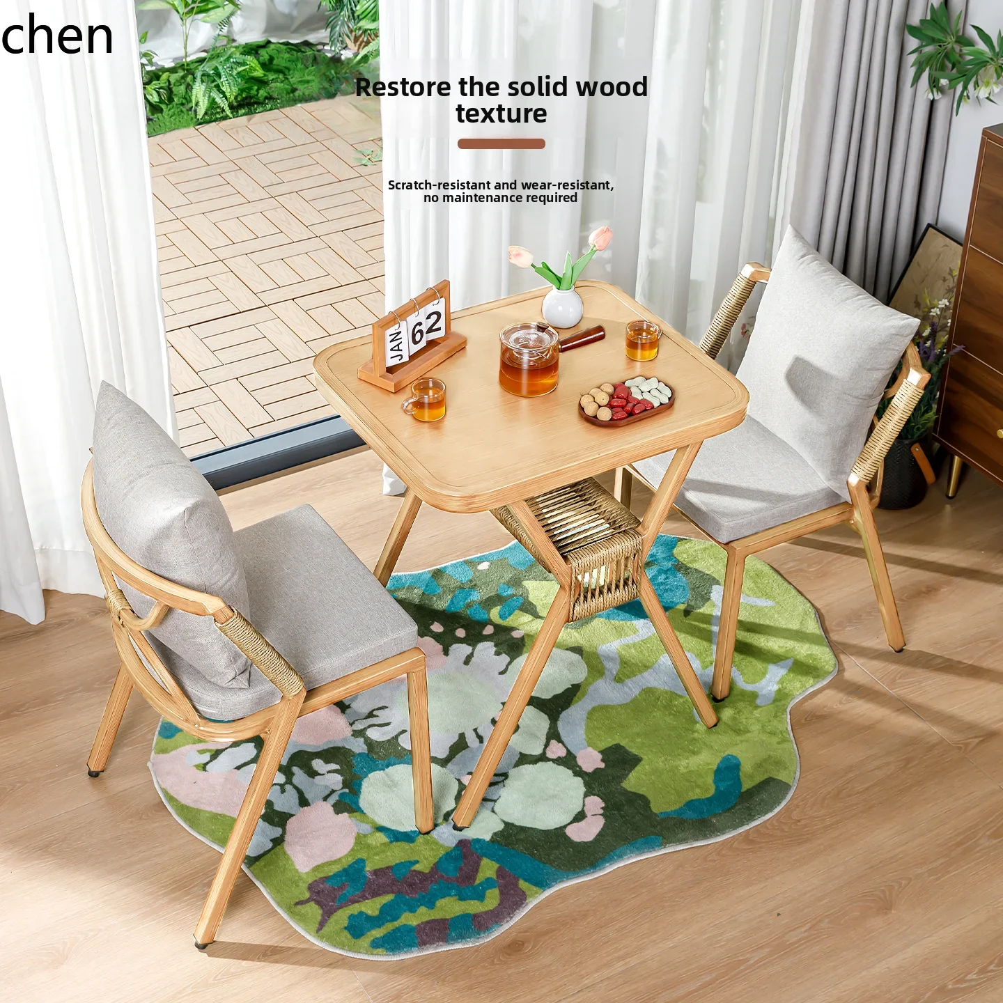 

W5.19 balcony small table and chairs three-piece leisure tea table and chair reading and drinking tea one table and two chairs