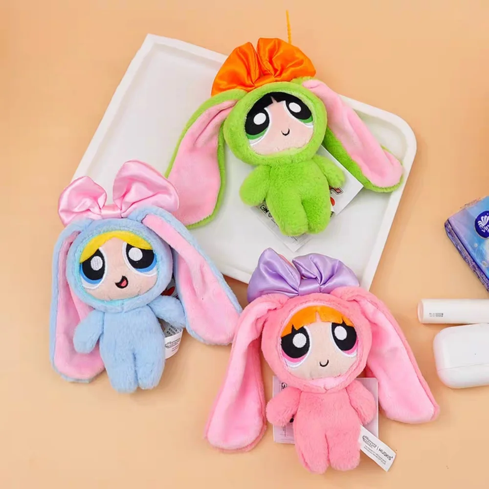 Kawaii Original Anime Powerpuff Mädchen Blasen Samt Puppe Cartoon Buttercup Frauen Rucksack Dekoration Puppen Spielzeug Student Geschenke