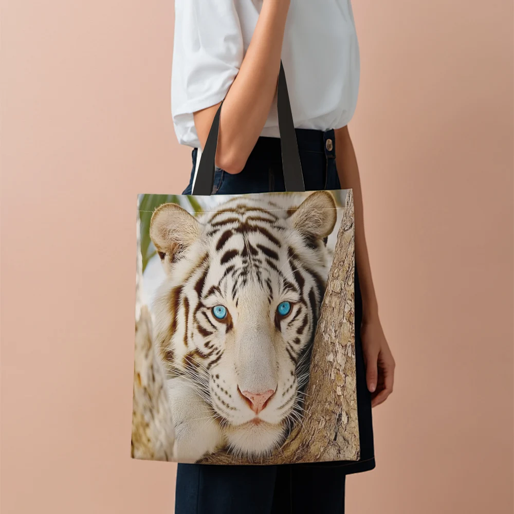 

1pc, Multi functional shopping bag tiger1 100% polyester Mother's Day Suitable for Suitable for women, holiday and Christmas