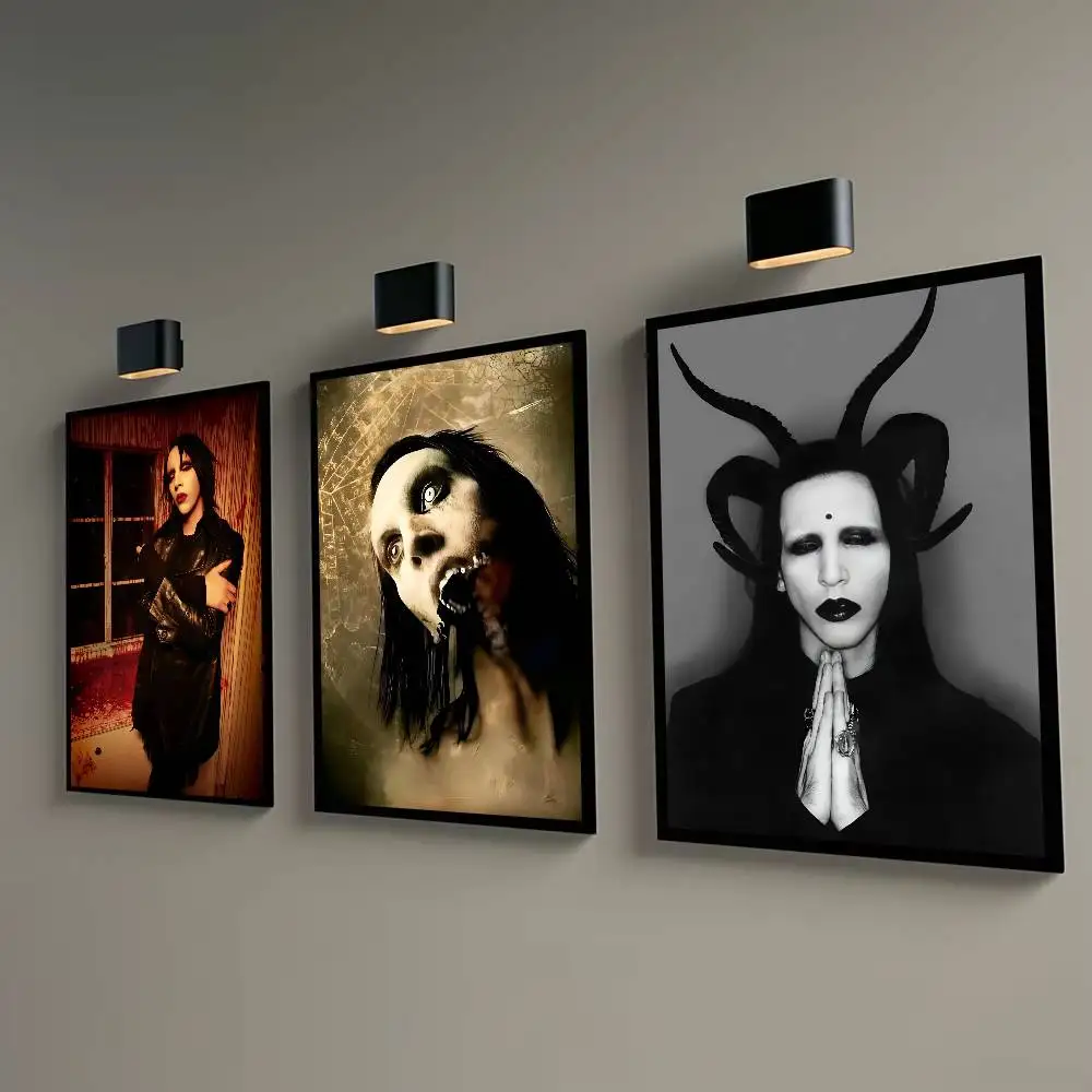 Rock Singer M-Marilyn M-Manson Posters Fancy Wall Sticker for Living Room Bar Decoration Wall Decor view 4