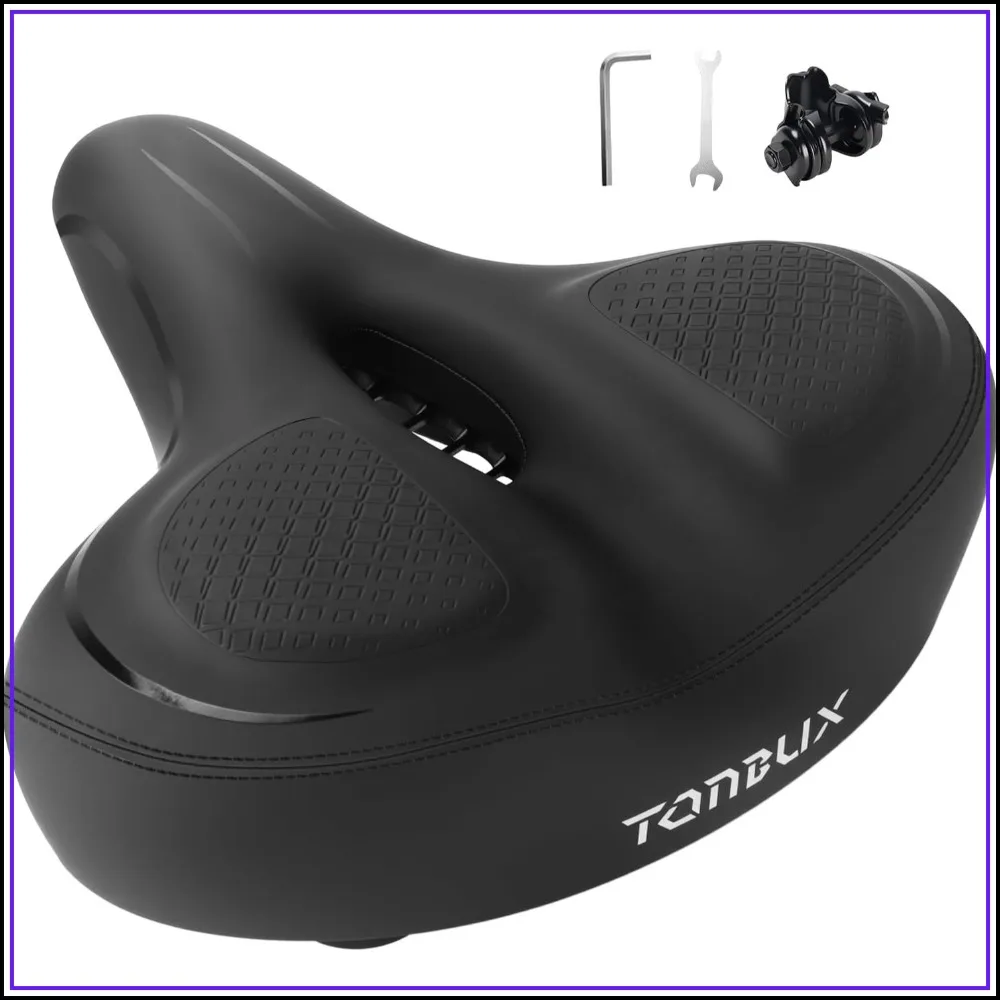

Wide Comfortable Bike Seat for Men & Women, Large Cushion for Peloton, Exercise, Ebike, Cruiser, Mountain Bike