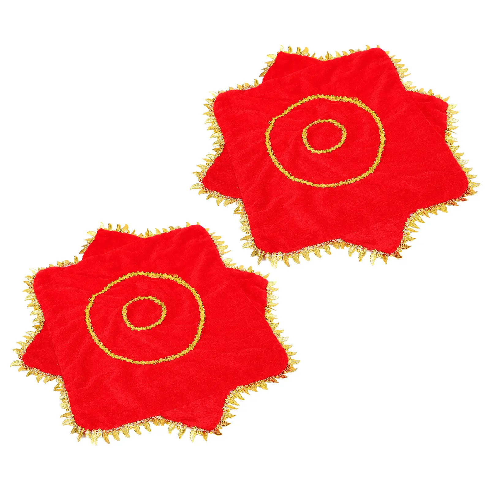 2Pcs Rotating Octagonal Dance Handkerchief Red Yangko Folk Dance Performance Stage Props Chinese Style Accessories