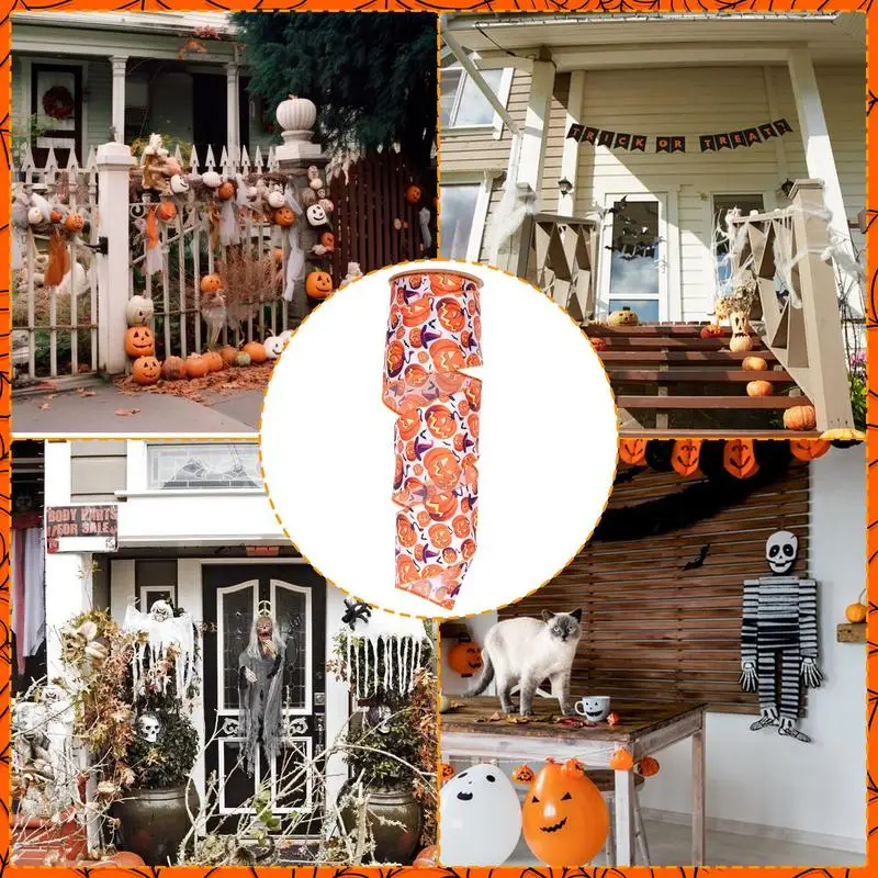 Halloween Thin Grosgrain Ribbon Halloween Ribbon Colorful Award Ribbons Craft Party Decoration For Stairs Railing Table Lamps