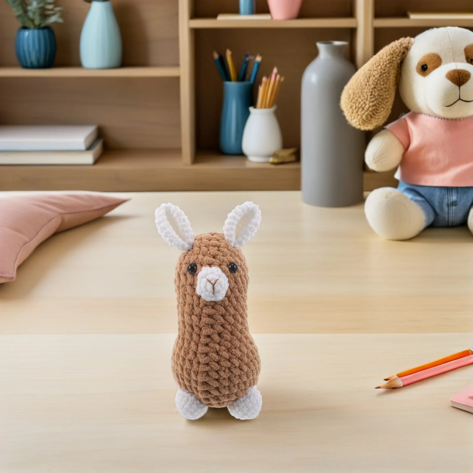

Crochet Pendant Keychain Alpaca Animal Figurine Silk Cotton Hanging Ornament Backpack Charm