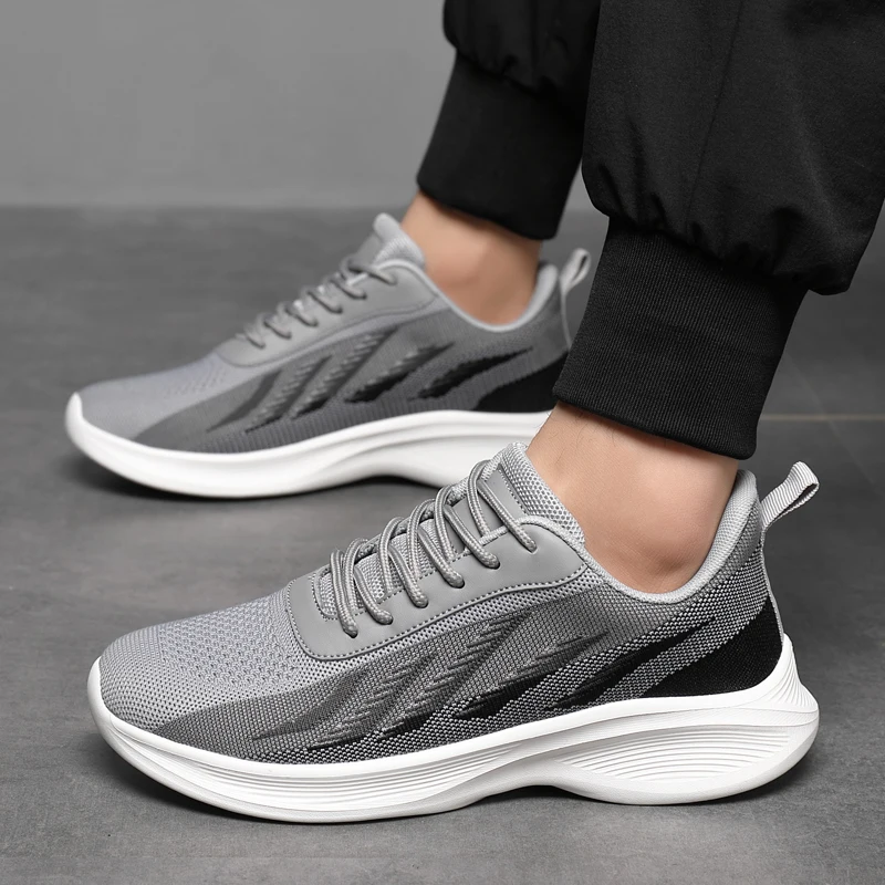 Gray Running Shoes Shock Absorption Big 47 Men\'s Sports Shoes Fashion Casual Sneakers Summer Breathable Tenis Masculino Non-Slip