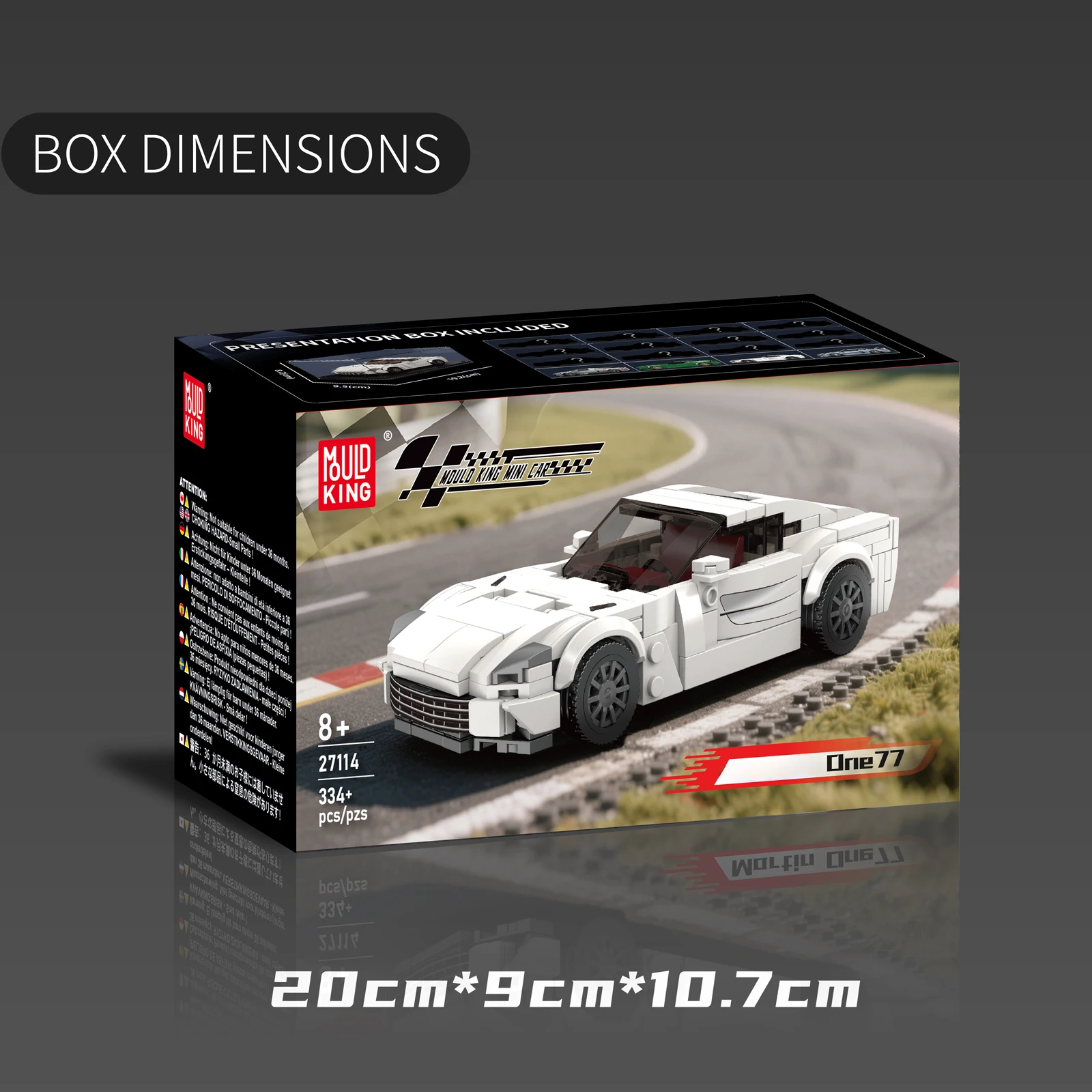 قالب King 27114 ONE 77 Supercar 334 قطعة مكعبات بناء نموذج سيارة رياضية كلاسيكية مع صندوق عرض ألعاب قابلة للجمع هدايا