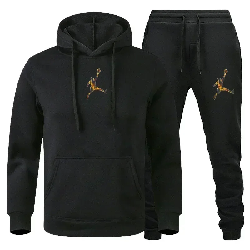 2024 autumn and winter men and women can pullover hoodie + jogging pants two-piece set hip hop suit esc