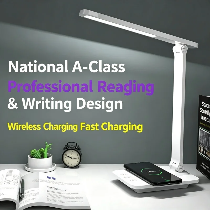 Folding desk lamp eye friendly desk lamp reading lamp dimmable lamp touchscreen operated functional LED desk lamp night light