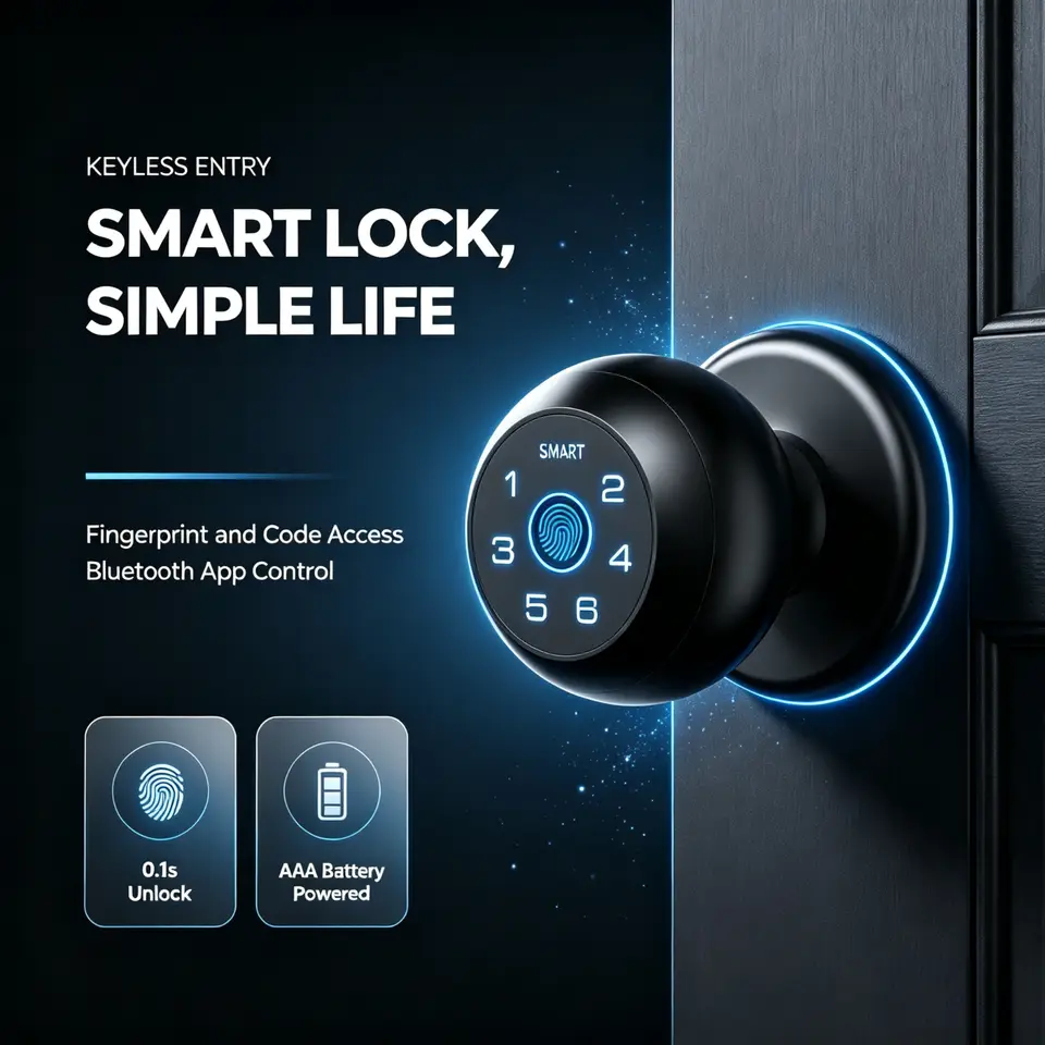 Fingerprint Smart Door Lock with Keypad & App Control