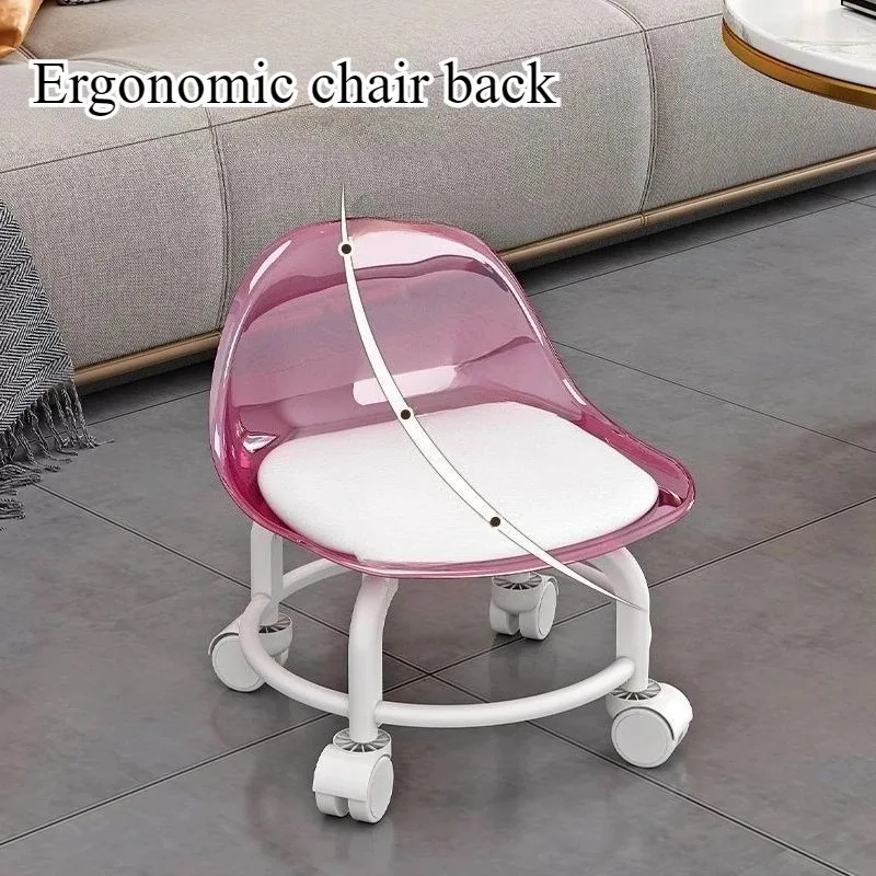 Acrylic Stool Silent Spinner Pulley Small Chair Home Use Low Stool Beautiful Seam Movable Back Chair Swivel Chair image 2