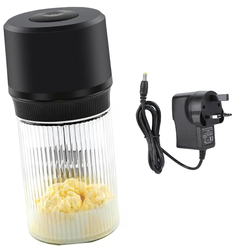 547F Butter Churning Machine with Detachable Metal Blade, Clear Glass Jar and Button Control for Butter Making, Cream Mixing,