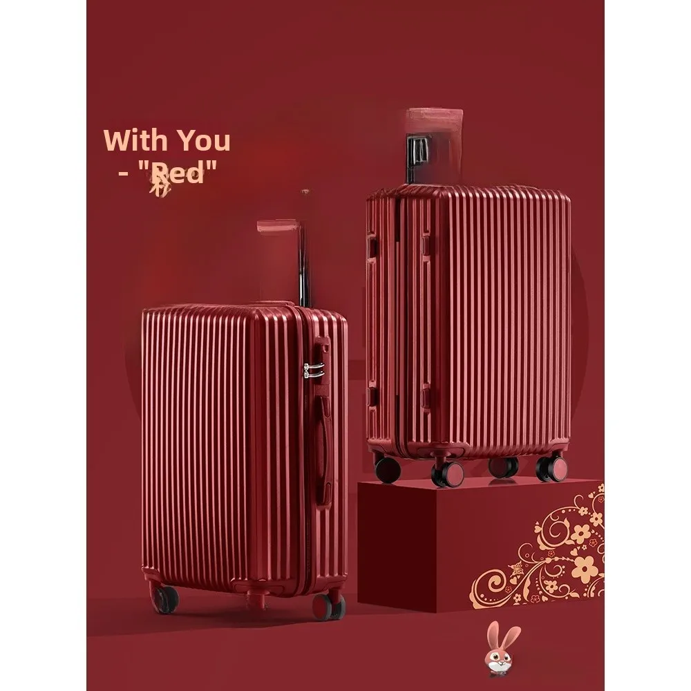 

Red 2026 Thickened Travel Suitcase for Bride Women's Luggage Hard Polyester Lock And Wheels Included New Condition