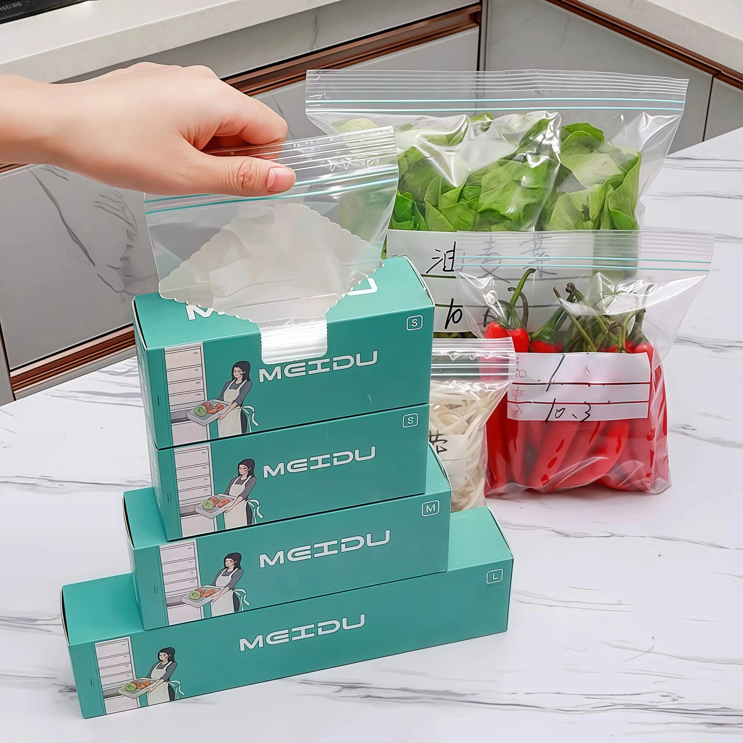 Taschen – Verschiedene Aufbewahrungsbeutel mit Reißverschluss, leicht zu greifende offene Laschen, platzbeschreibbar, BPA-frei und robust, wiederverschließbare durchsichtige Plastiktüten