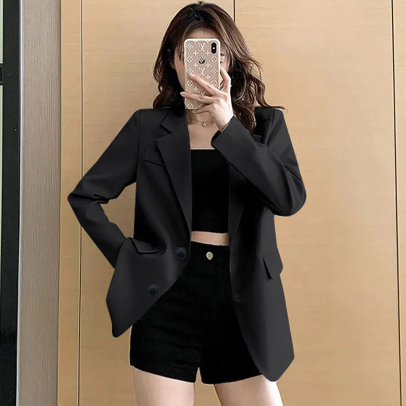 

Pink Suit Jacket Women's Loose Fashion Single Button Khaki White Spring 2025 Thick Polyester Fabric Folded Chinese Style