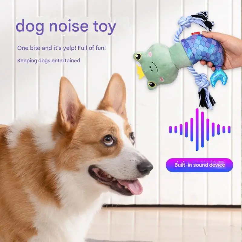 ألعاب الكلاب من سلسلة حورية البحر مع صوت، ألعاب حبل قطيفة مقاومة للمضغ للتسنين وتخفيف الملل، للكلاب الصغيرة والمتوسطة والكبيرة
