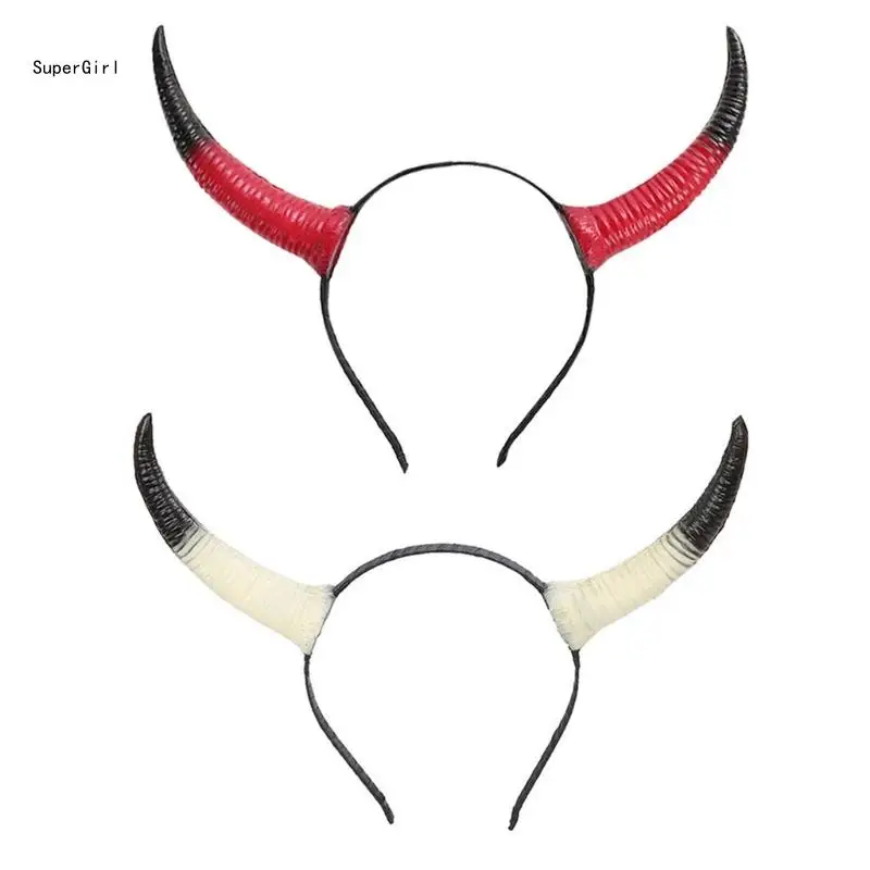 Festive Headbands Daily Wear Stylish Cattle Horn for Christmas Halloween Party J78E