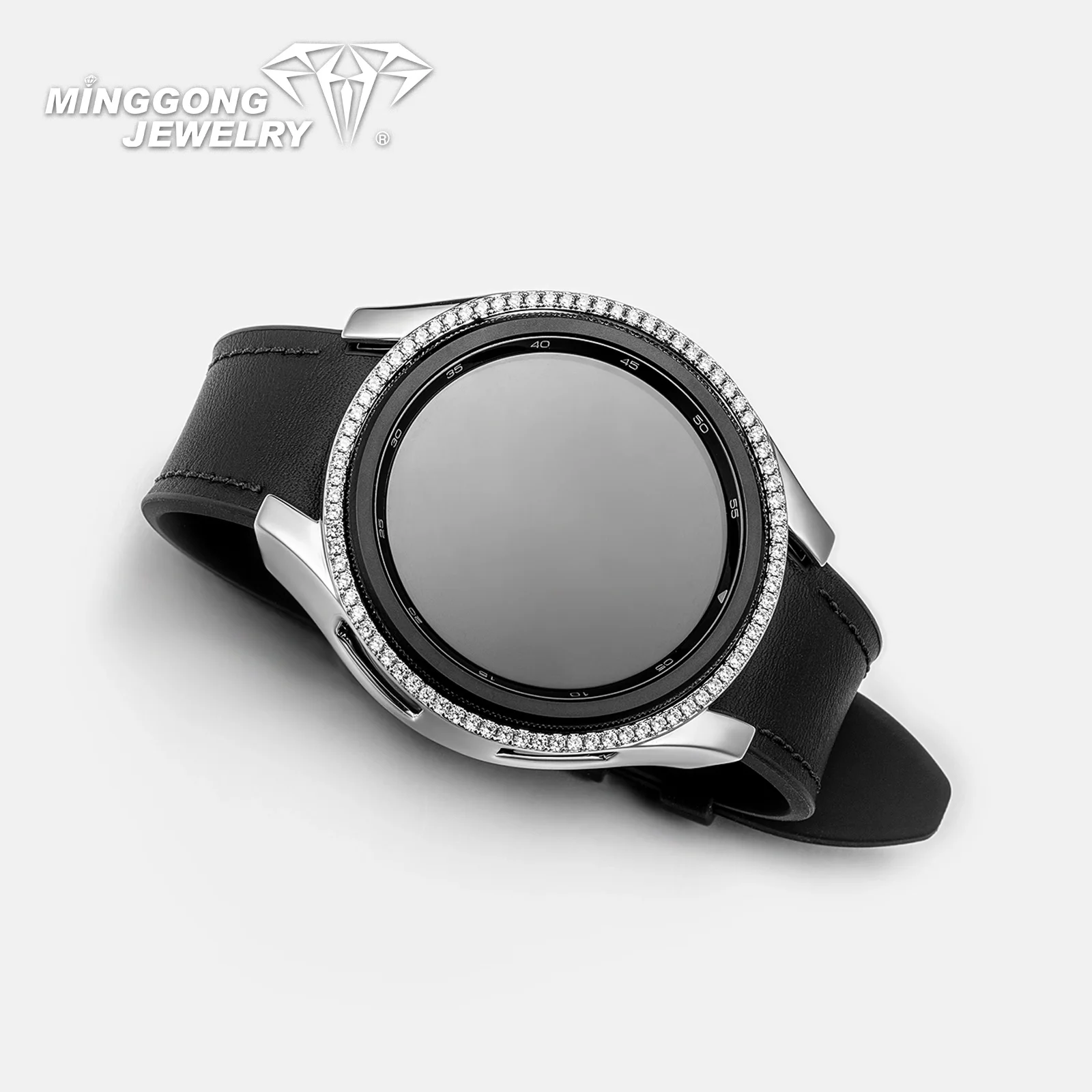 

Хип-хоп стиль 47 мм Iced Out VVS Муассанит Безель Чехол для Galaxy Watch Серебряные украшения для всех серий Классические часы Galaxy