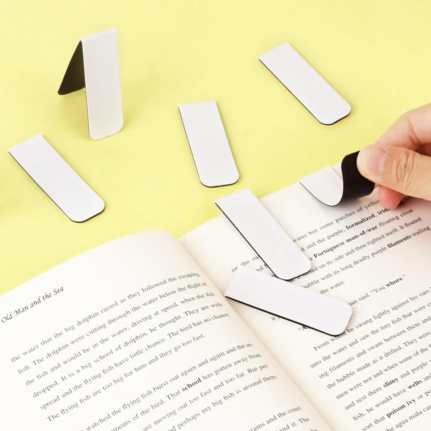 10/15PCS White Magnetic Bookmark DIY Book Marker Clip Sublimation Bookmarks, Magnetic Page Markers Clips for Booker Lover