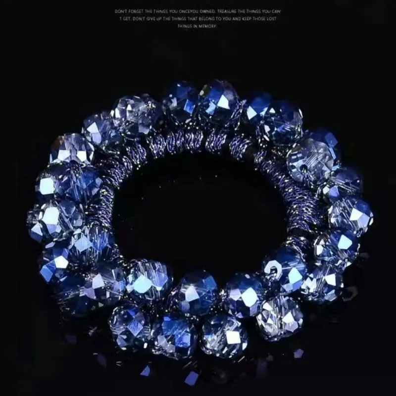 Crystal Pearl Hair Ring Bracelet  High Elasticity Scrapchies Updo Horse Tail Rubber Band Scrunchies Woman   Moños Mayoreo Niña