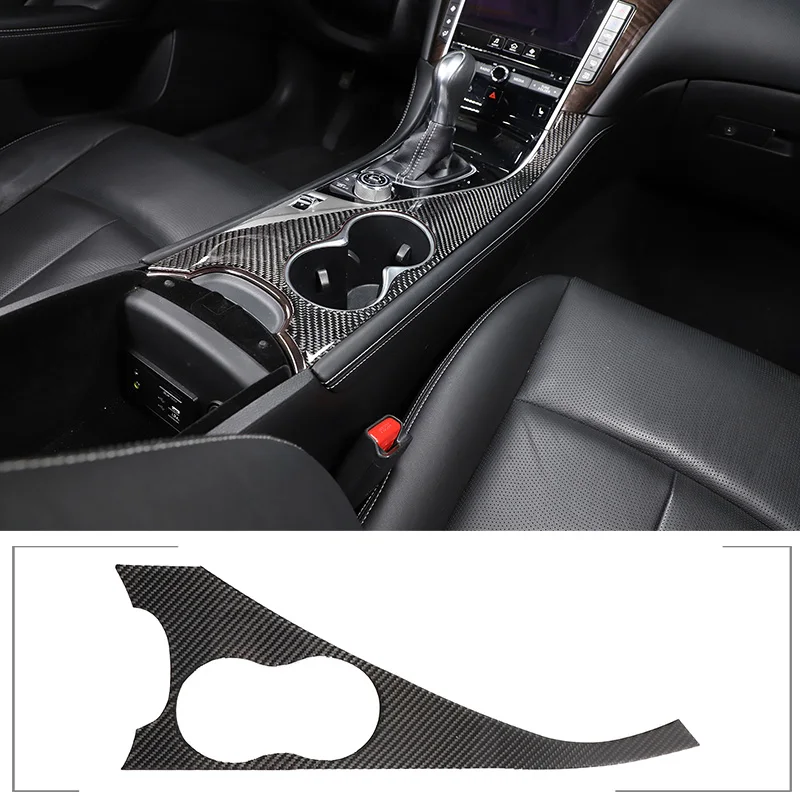 

For Infiniti Q50 Q50L 2015-2022 soft carbon fiber car central control cup holder panel decorative sticker interior accessories