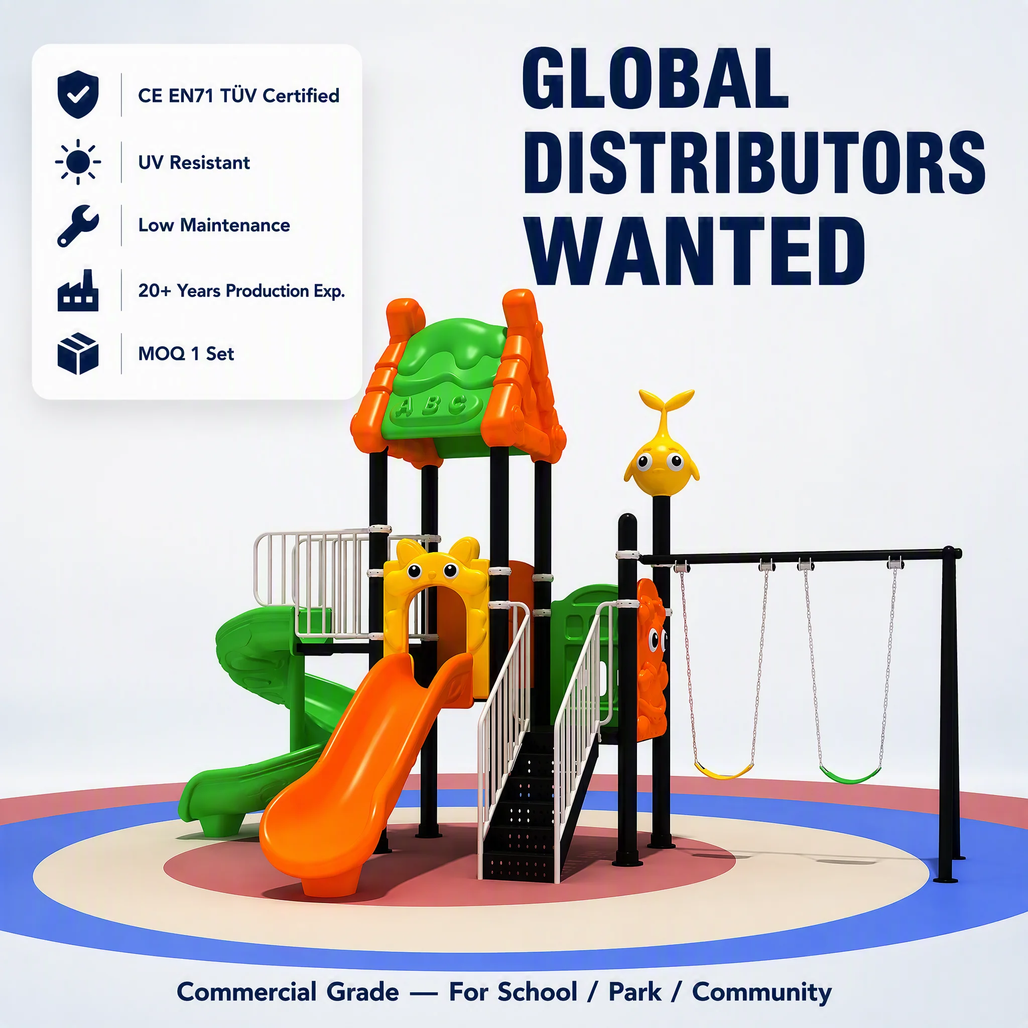 High Quality Commercial Outdoor Playground Equipment Slide Swing Set Children LLDPE Steel School Park Community Wholesale