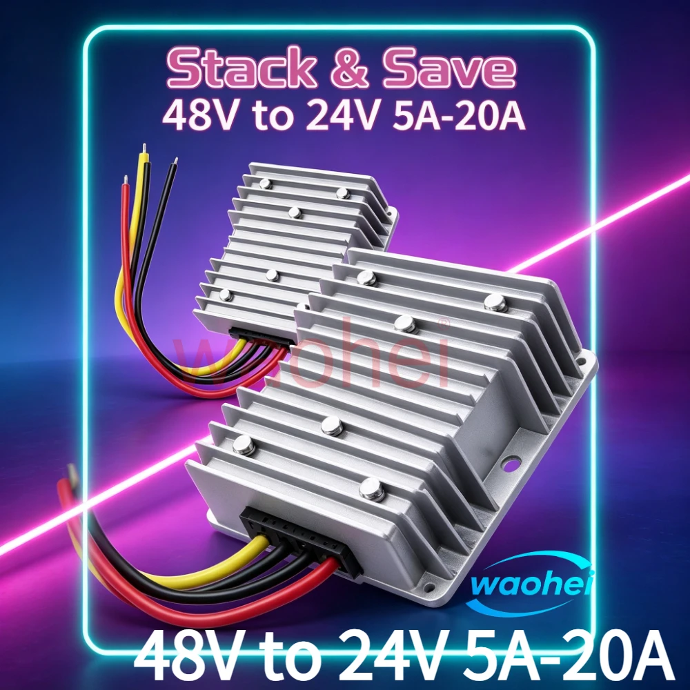48V to 24V 5A-20A DC-DC Power Converter Step Down Buck Voltage Regulator 48 Volt to 24 Volt 5 AMP Voltage Reducer with CE RoHS