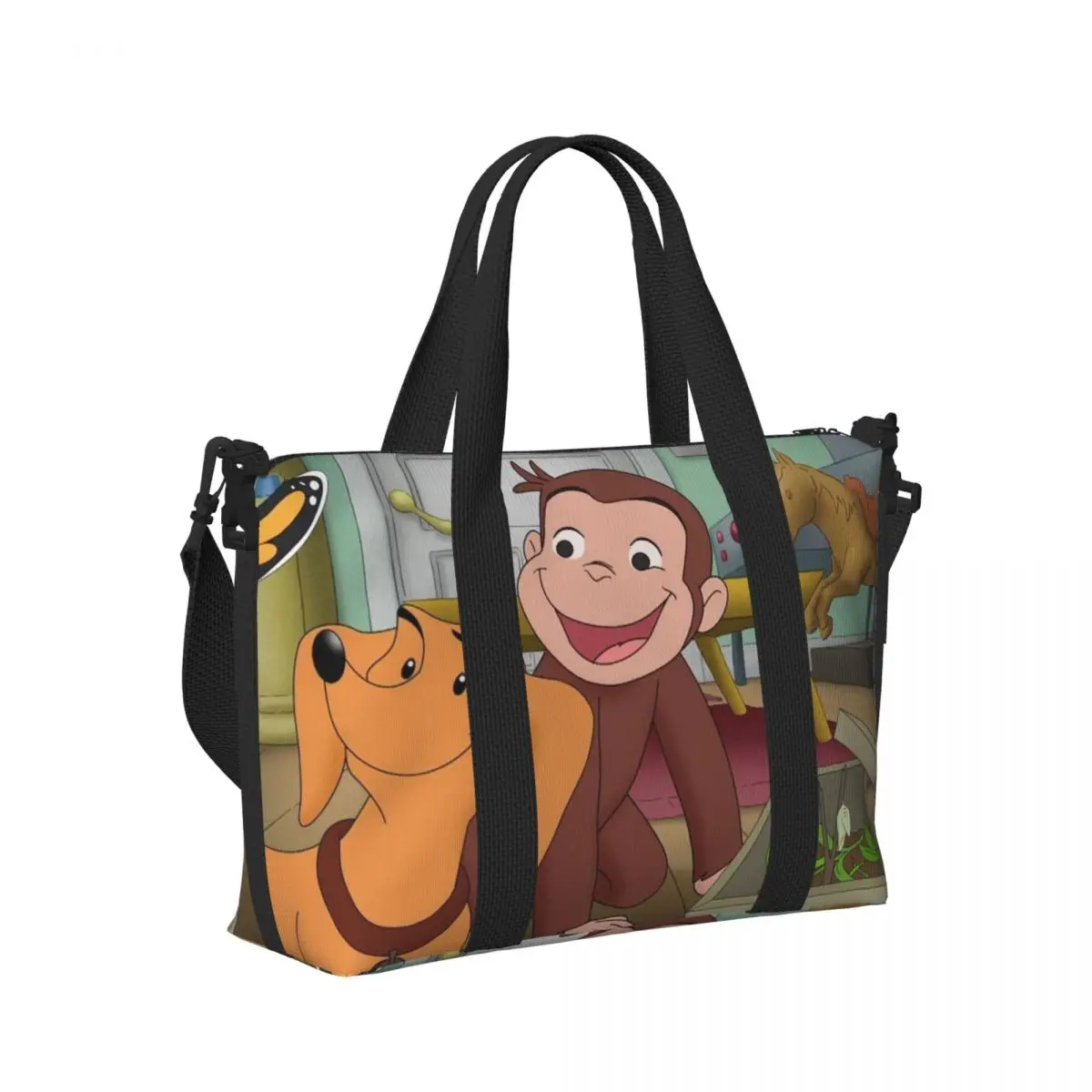 

Пляжная дорожная сумка Curious George, большая вместительная сумка для спортзала, спортивная женская дорожная сумка для покупок