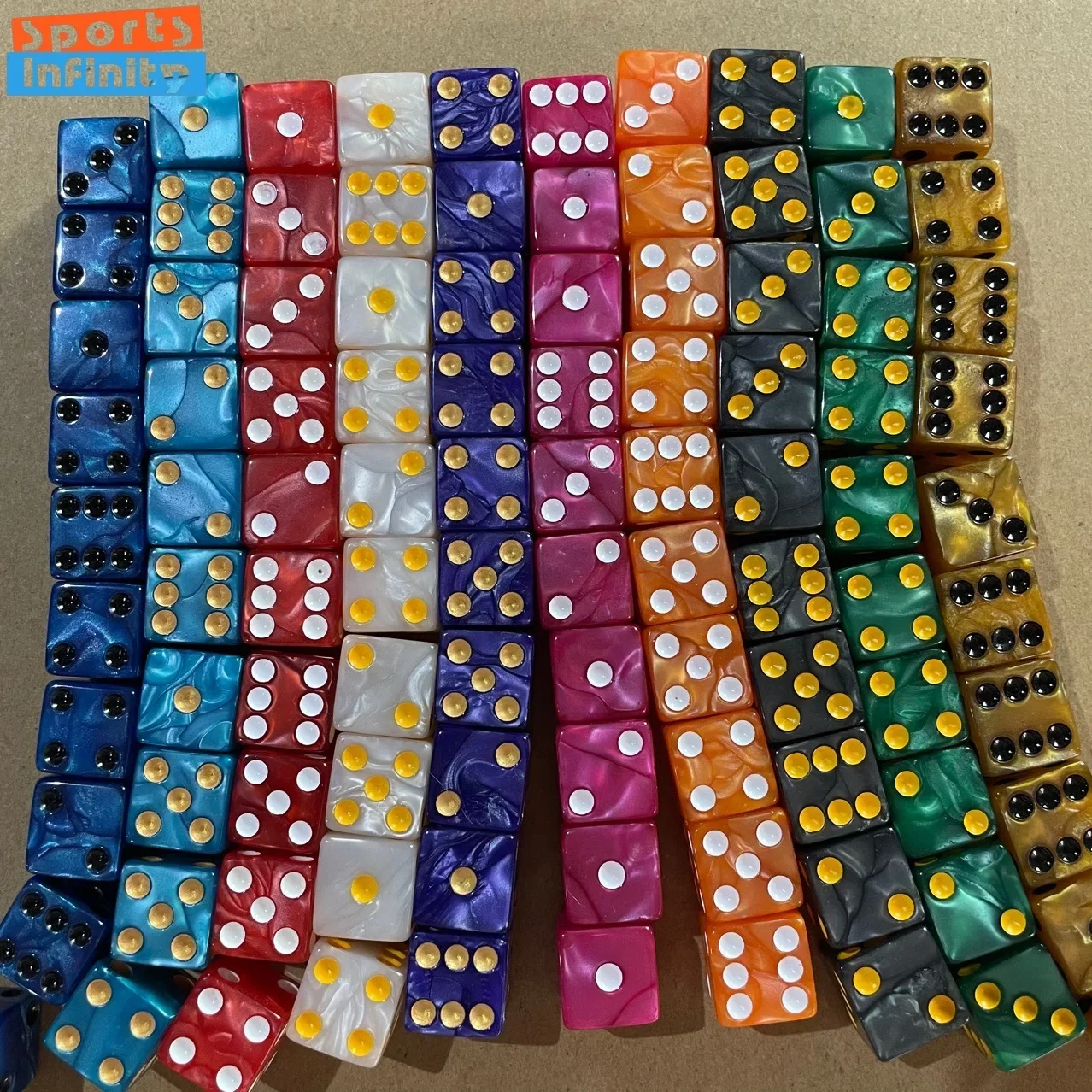 

10pcs/set 16MM Square Corner Pearl Pattern Polyhedral Dice Number Dice Kit for Board Game Cthulhu COC RPG Dnd Dice Set