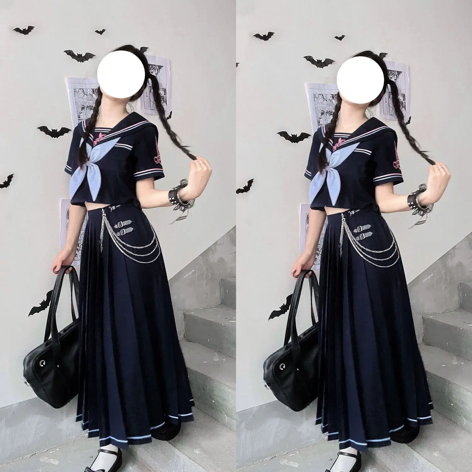 [Muzi Sauce JK]Sweet Peach Rabbit Silk Maiden Uniform Langarm Schlechter langer Rock Frühling/Sommer Neuer Stil Große Stickerei