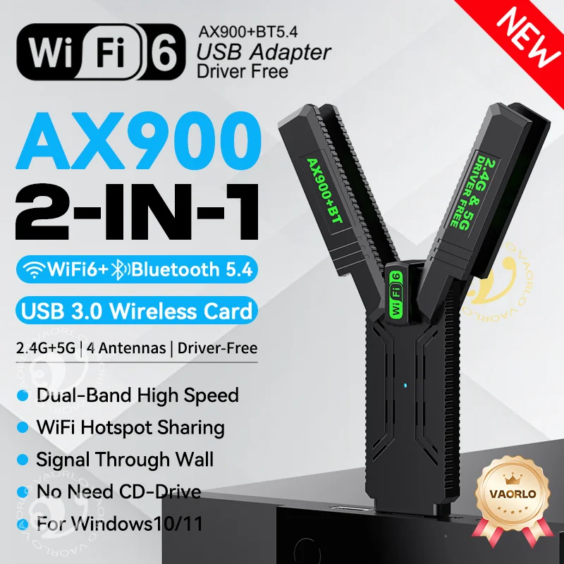 

WIFI6 USB-адаптер Bluetooth 5,4 Беспроводной адаптер двухдиапазонный 2,4G 286 Мбит/с + 5 ГГц 600 Мбит/с USB 3.0 Приемник беспроводной карты для WIN10/11