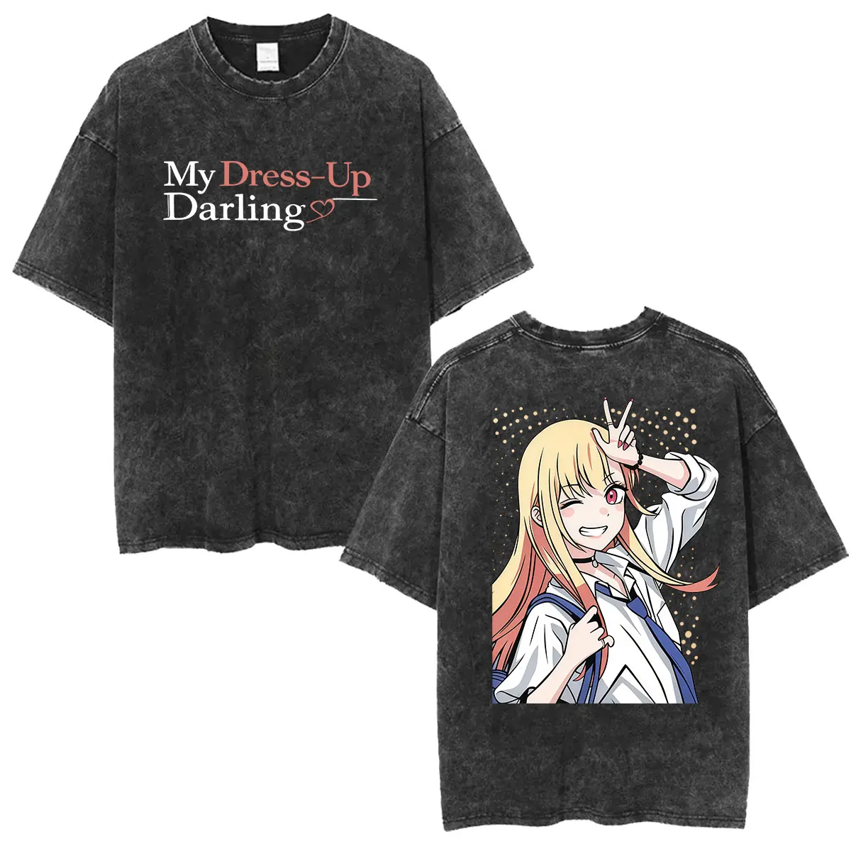 Camiseta Retro Lavada My Dress-Up Darling Kitagawa Marin Anime para Homens e Mulheres, Camisetas Oversized de Alta Qualidade para o Verão, Roupas Hara