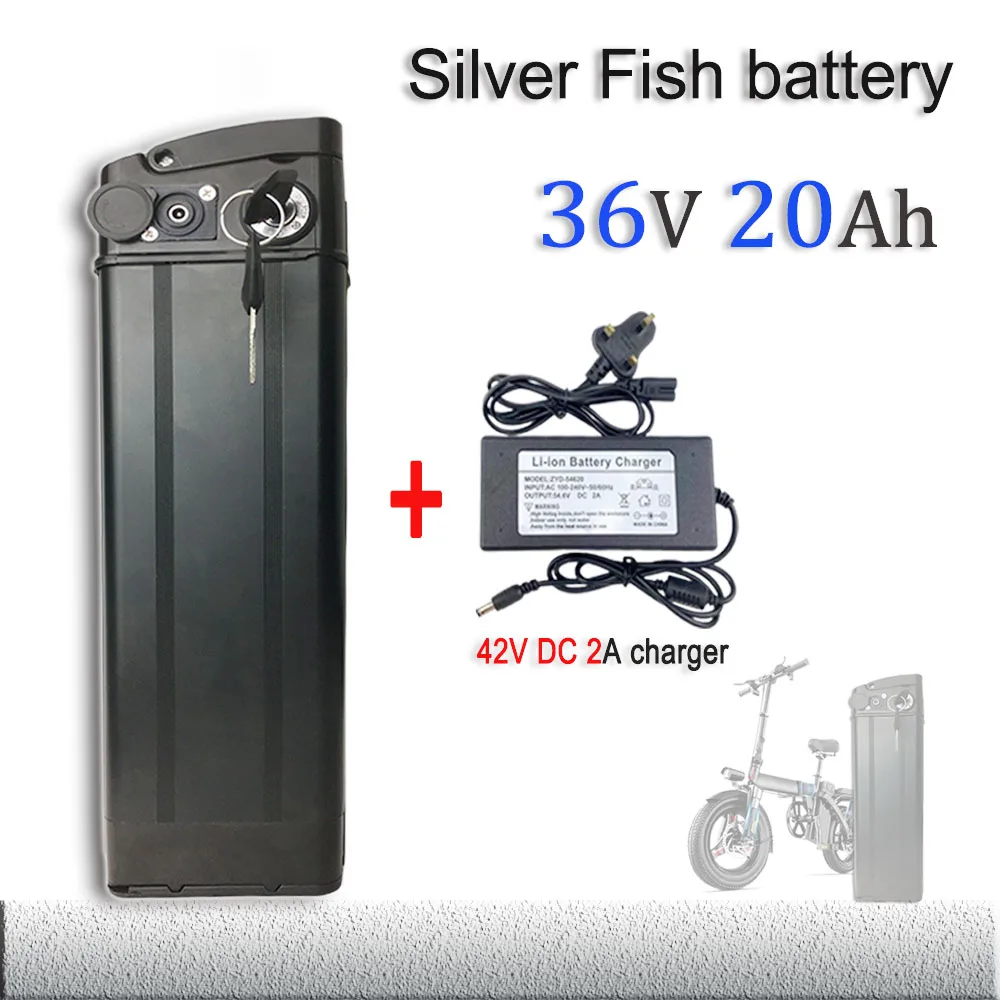 

36V 20Ah For Silver Fish Ebike 500W 750W 1000W 42V 15AH BMS 18650 Lithium Battery Pack With charger