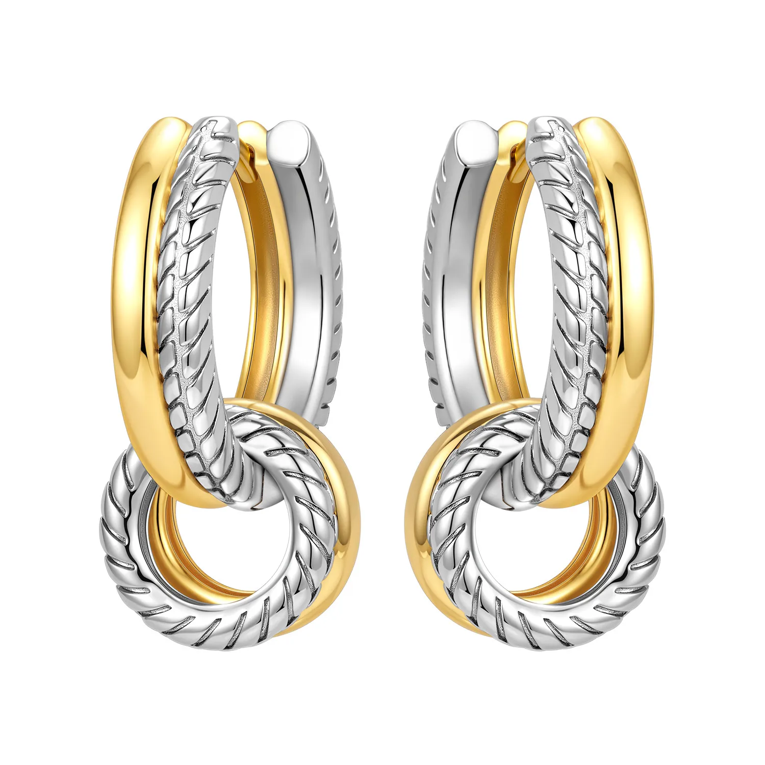 CYCUFF S925 Sterling Silber Doppelring Farbige Ohrringe Creolen Damenschmuck Original Trendiges Jubiläumsgeschenk