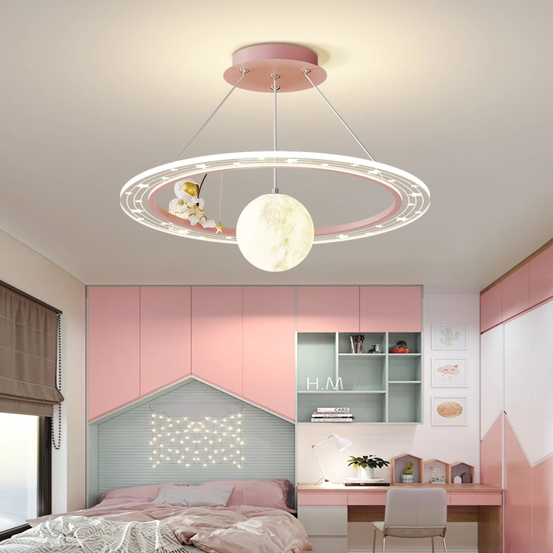 Imagem -06 - Lustre de Led para Astronauta Infantil Luz Criativa do Quarto Iluminação Nórdica Minimalista do Céu Estrelado Lustres Lâmpada do Quarto da Menina