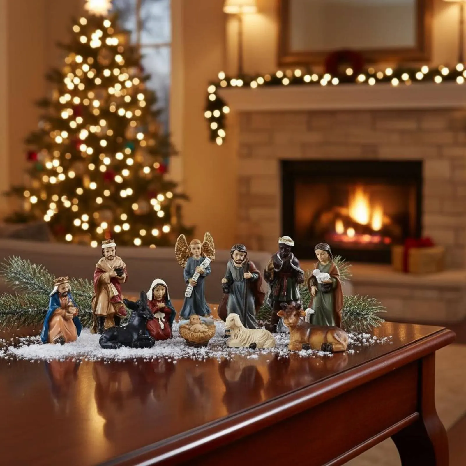 10 Pieces Miniature Nativity Set Classic Design Christmas Nativity Set Manger Scene Figurines Mini Holiday Decoration
