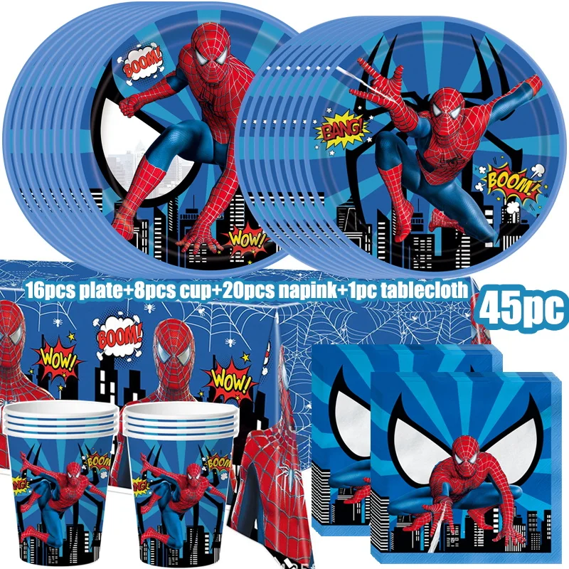 جديد سبايدرمان حفلة عيد ميلاد لوازم الزينة عدة لوحات أكواب المناديل عيد ميلاد سبايدرمان مفرش المائدة الطفل خلفية بالون
