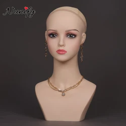 Mannequin Head With Makeup For Wigs Jewelry Display Pink Makeup Glam Mannequin Head Female Hair Mannequin Head Without Shoulder