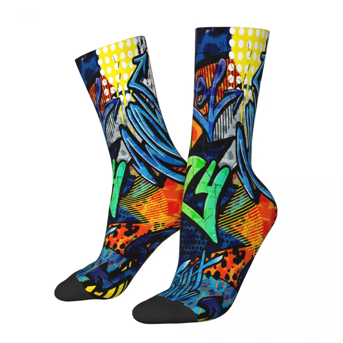 Graffiti Bricks Paint Drips Words Graffiti Art Pattern Socks Male Mens Women Spring Stockings Polyester