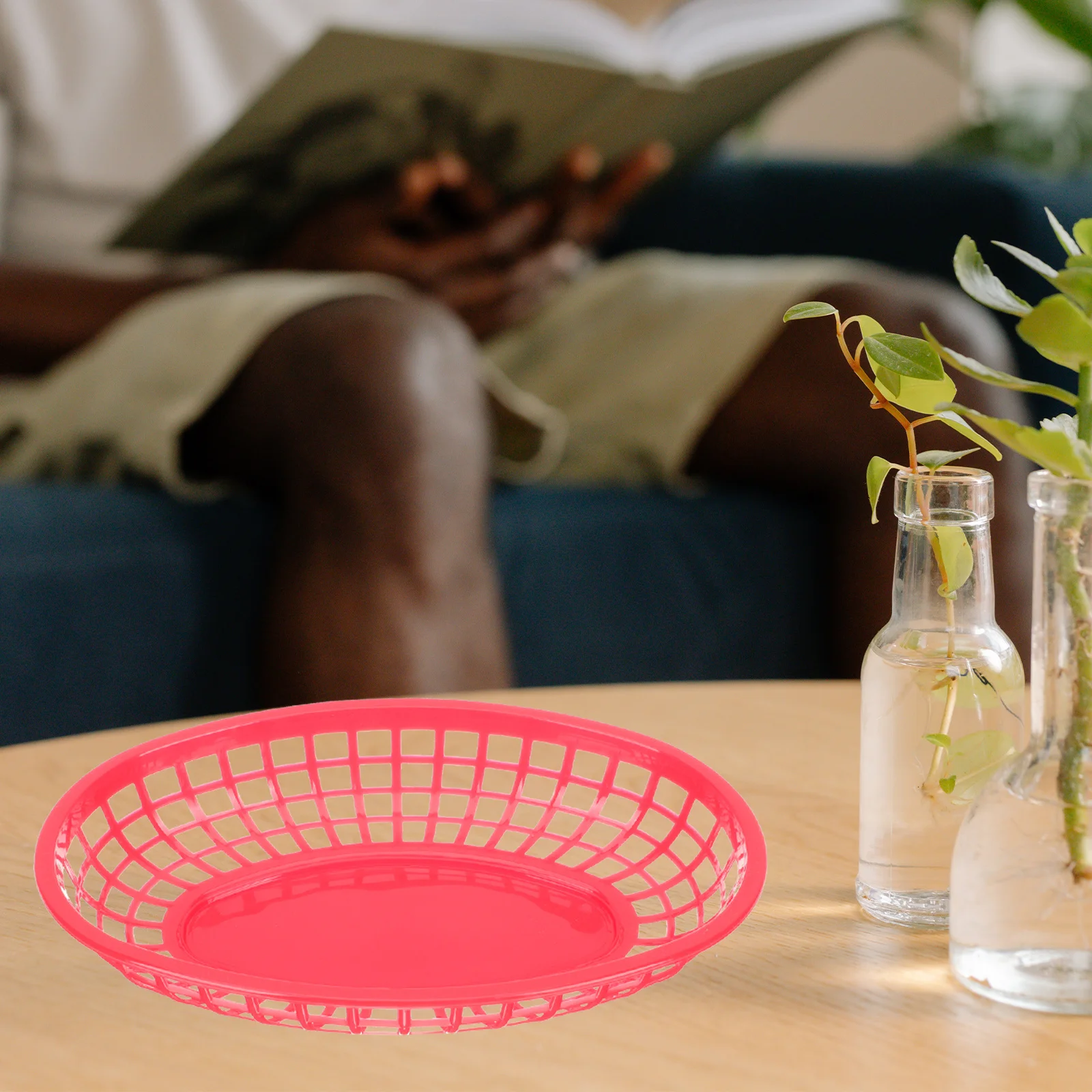 

4pcs Plastic Food Baskets Snack Storage Containers Collapsible Fruit Holders Kitchen Supplies Dessert Serving Plates Fried Food