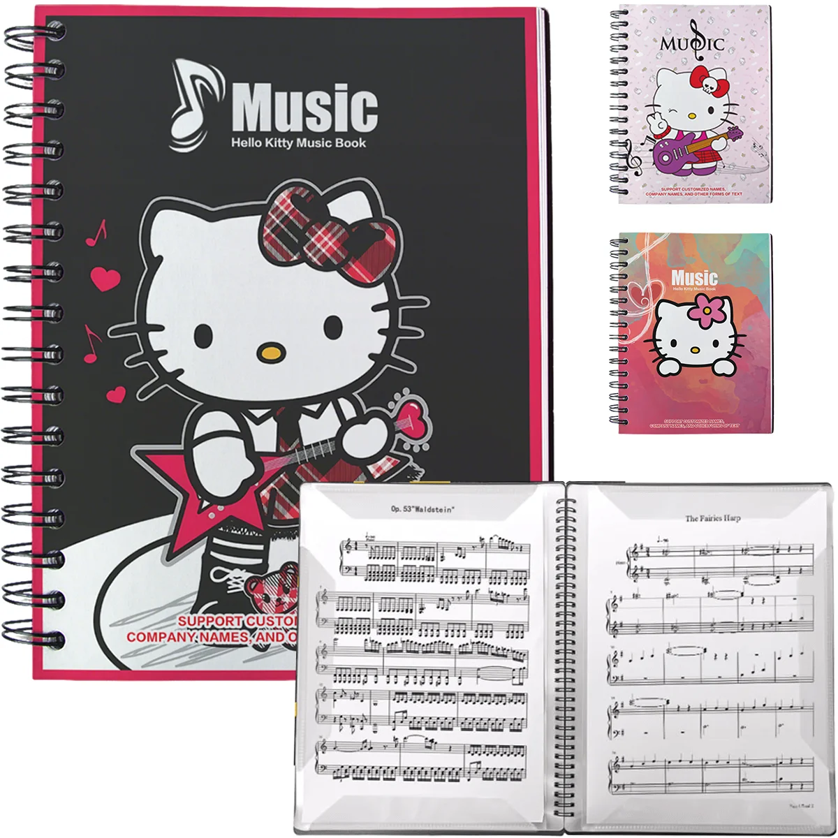 

1 Hello Kitty Sanrio | Music File Folder, 10 Page 20 Side Loose-Leaf Music Binder, Modifiable and Writable Choir Folder - Letter
