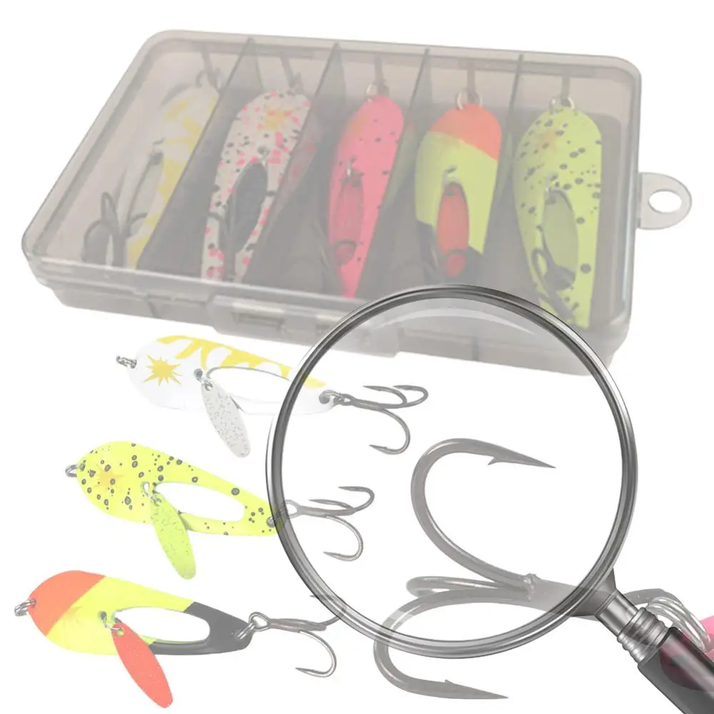 

Набор из 5 металлических рыболовных приманок-ложек 4G с тройными крючками, искусственные твердые воблеры для ловли басса и щуки, рыболовные аксессуары