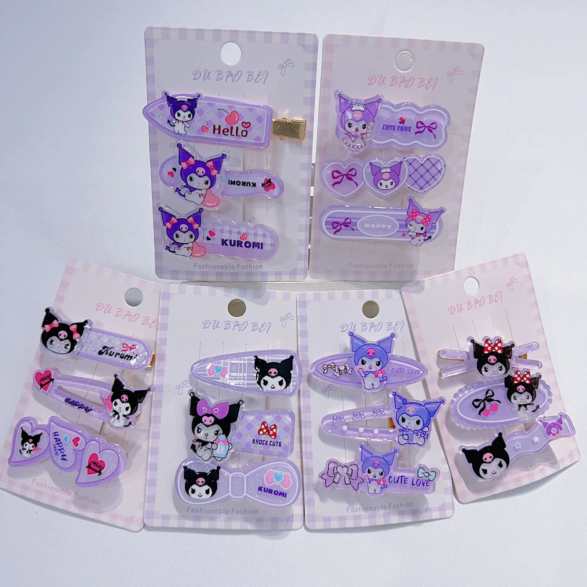 

Kulomi Hairpin Set of 3 Hair Accessories - Pink Cat-themed Girls' Heart Hairpin - Acrylic Bang Clip - Bang Clip