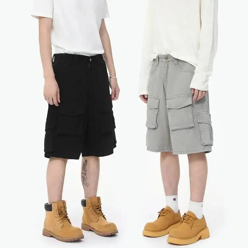 LUZHEN Pockets Multi Straight 2026 Solid Design Color Summer Cargo Five-pointed Pants Men New Fashion Street Male Shorts JY7584