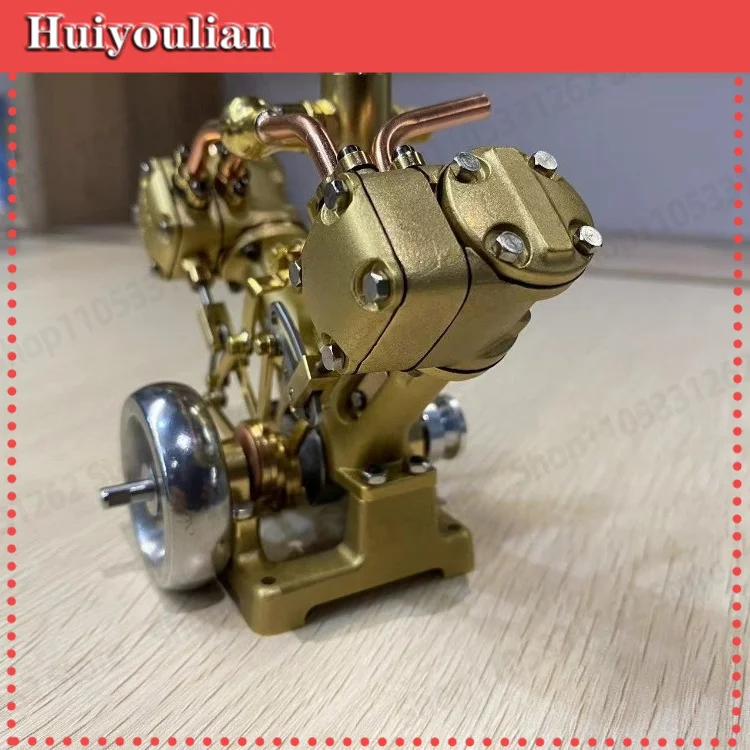 RW-V2 Engine Mini Steam Engine Model Ship Train Machinery Twin Cylinder Steam Engine Home Ornament
