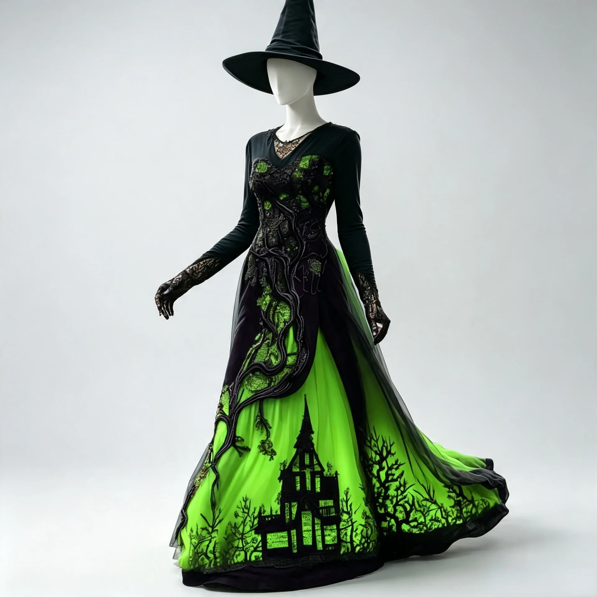 High Quality Hot Selling Wholesale Women Halloween Witch Costume Gothic Lace Long Dress Masquerade Party Cosplay Fancy Dress Y2K