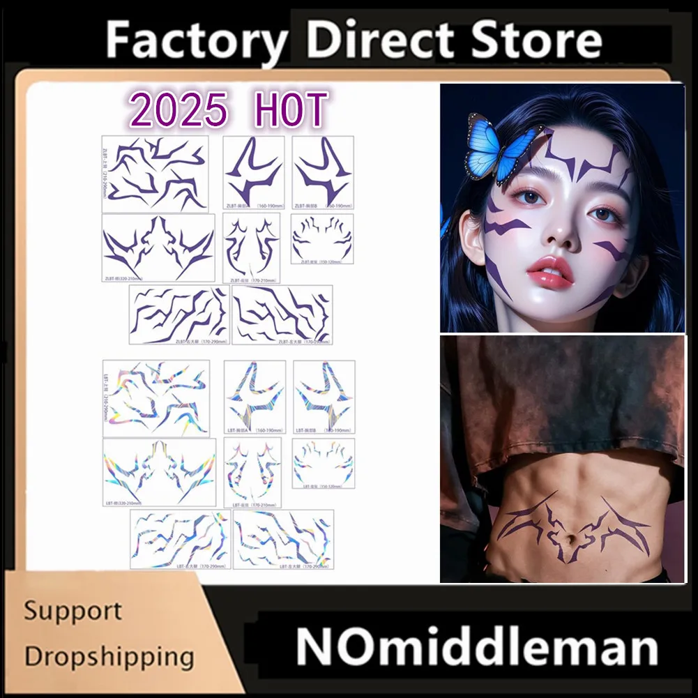 

1Pc Group Girls Cosplay Purple Tattoo Sticker Temporary Tattoo Cartoon Hunters Costume Accessories Halloween Suit Props 2025 Hot