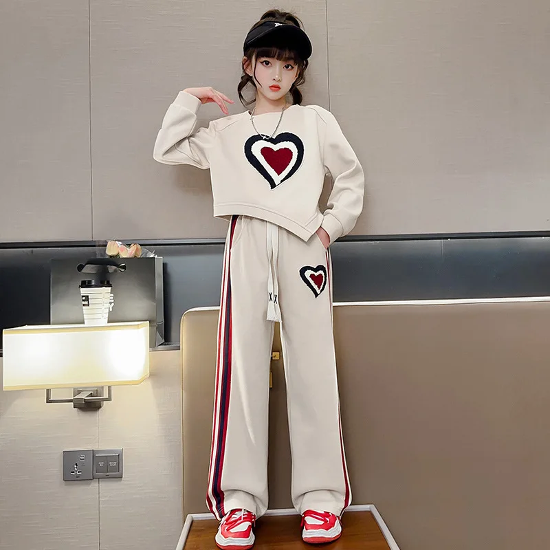 Girls Teenagers Suits Spring and Autumn Casual Sports Two-piece Suits Simple Outer Wear Children's Sets